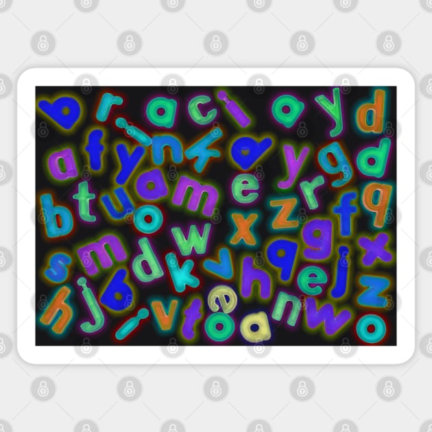 Jumbled Multi Coloured Letters Dark Sticker by Russell102